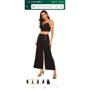 NWT! Sweaty Rocks Women's High Waist Double Breasted Wide Leg Pants, Black S D1